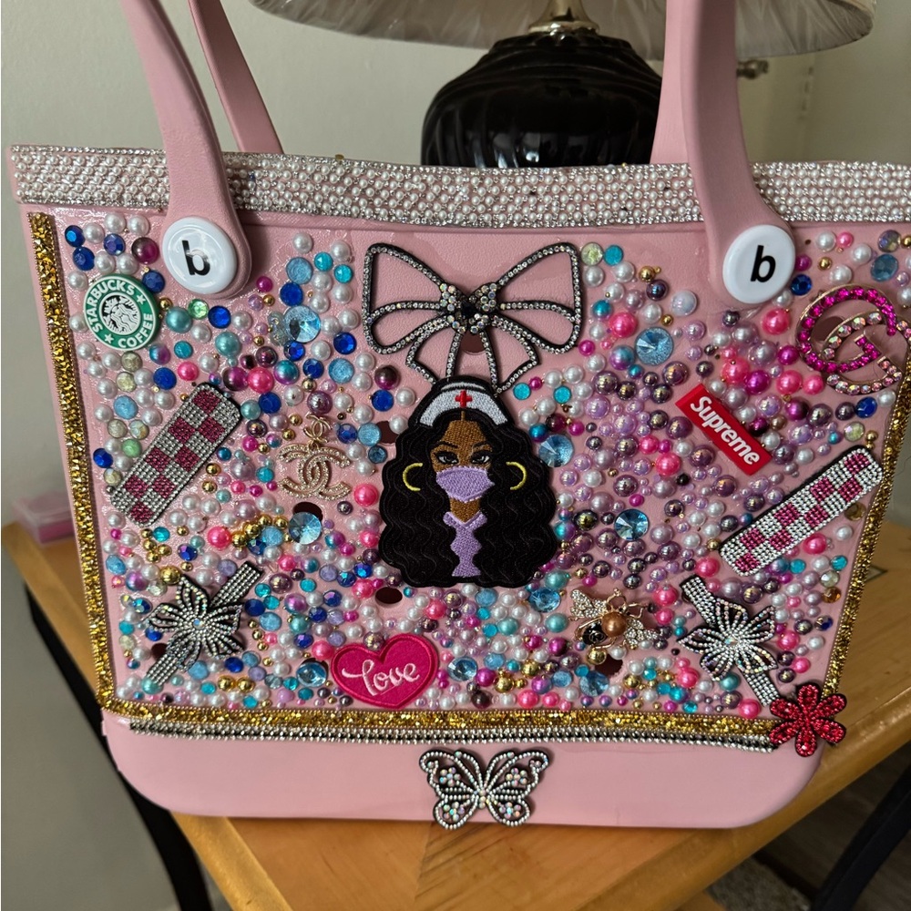 Embellished Pink Tote Bag